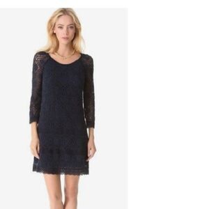 NWT Juicy Couture Grace Crochet Mini Dress size 6 Regal Navy Blue 3/4 Sleeve